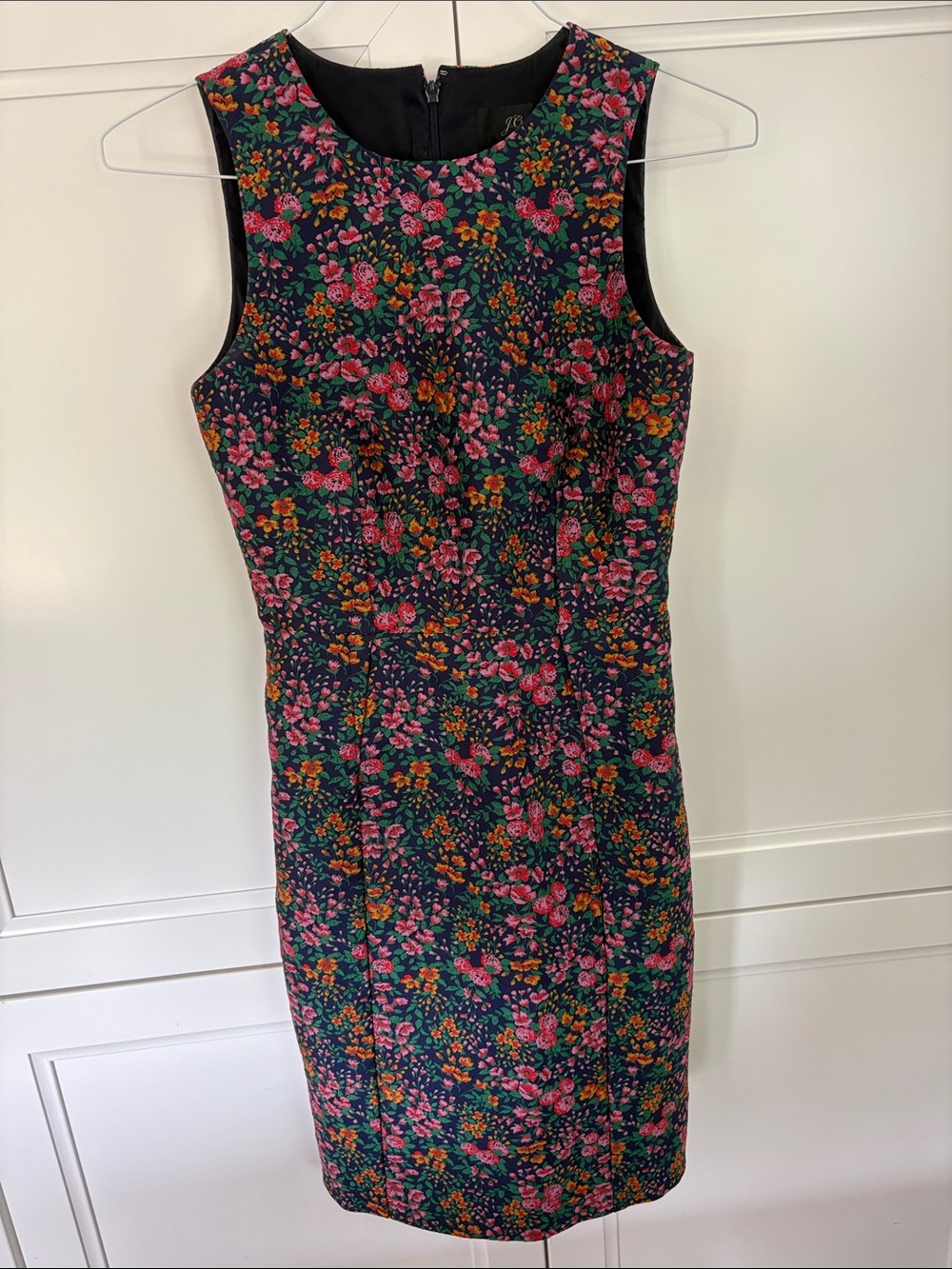 🌸 J. CREW Size 0 Floral Sheath Dress - Pink, Navy & Green
